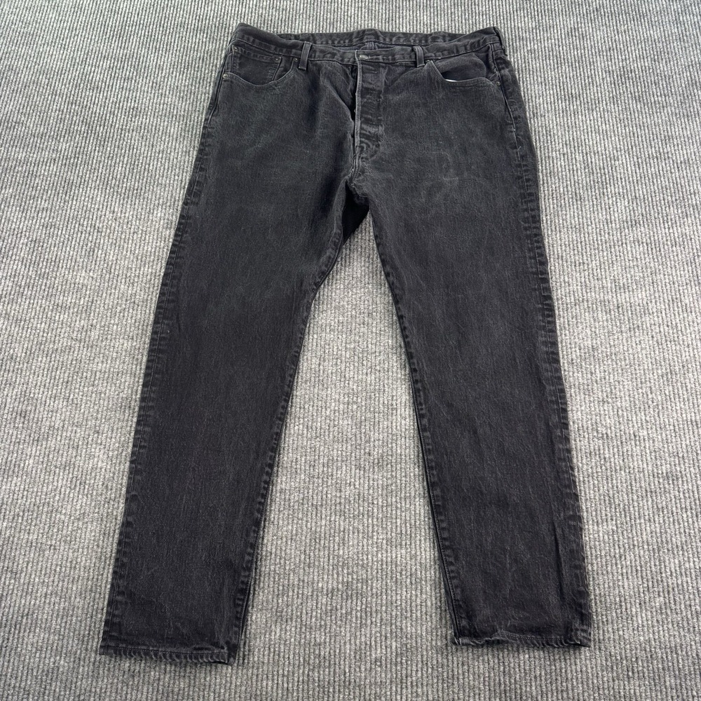 Levi's 501 Jeans Men 44x32 42x30 Actual Black Denim Big E Button Fly Tapered